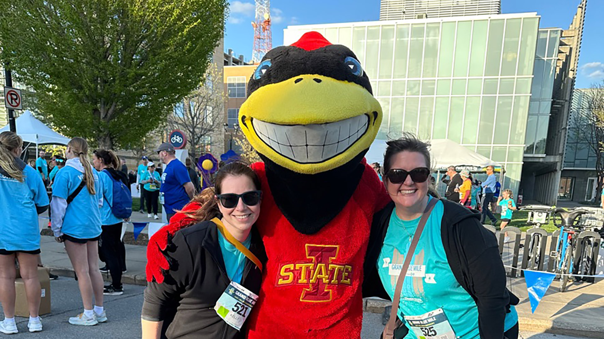Posing with Cy at the 2024 Grand Blue Mile